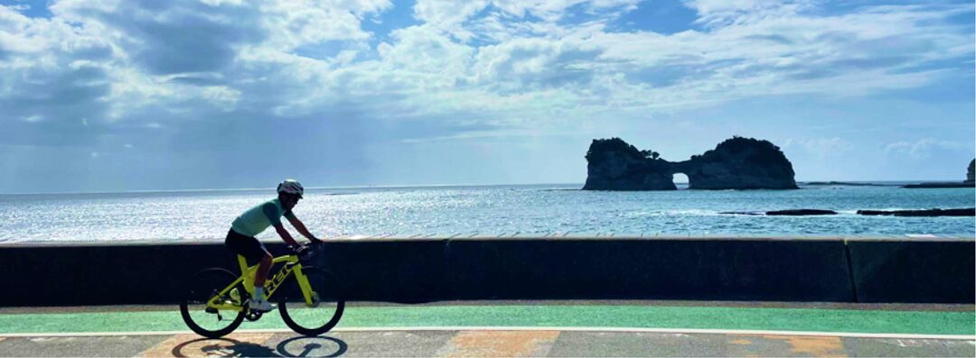 和歌山でサイクリングしている様子
